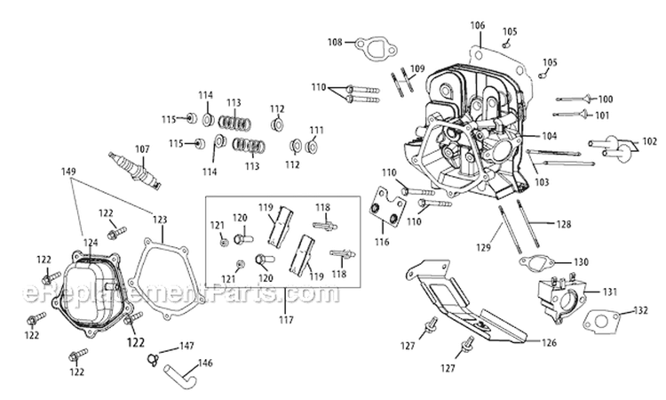 Cylinder Head Diagram and Parts List for 31AH65LG701 2010 Yard Man Snow Blower